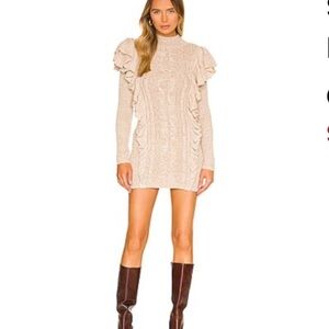 MAJORELLE Senzi Ruffle Mini Dress in Birch